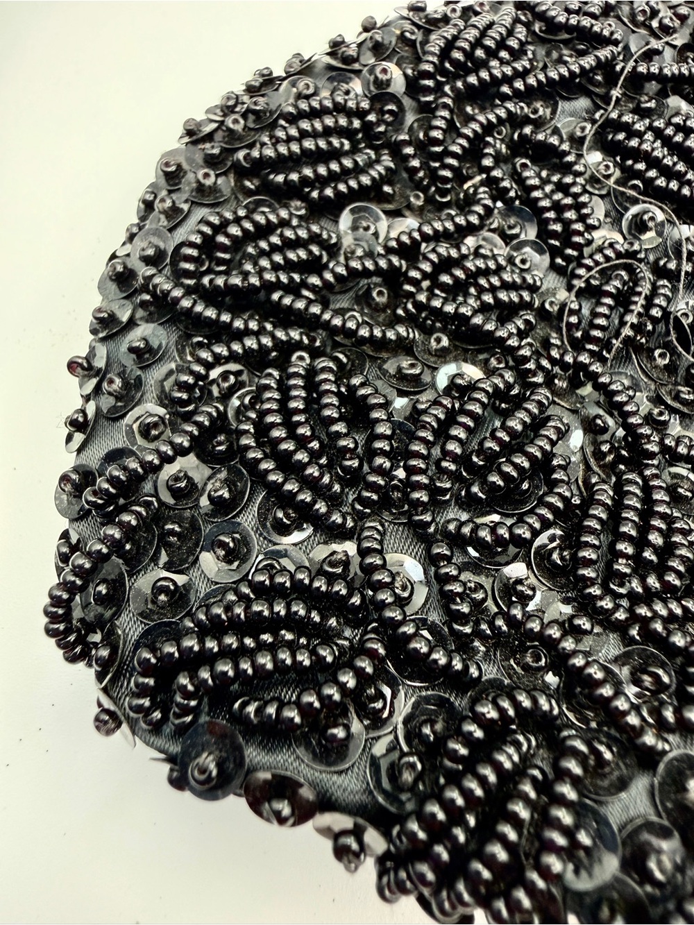 Vintage Hand Made in Hong Kong Black Beaded Sequin Evening Clutch Bag - Picture 11 of 11